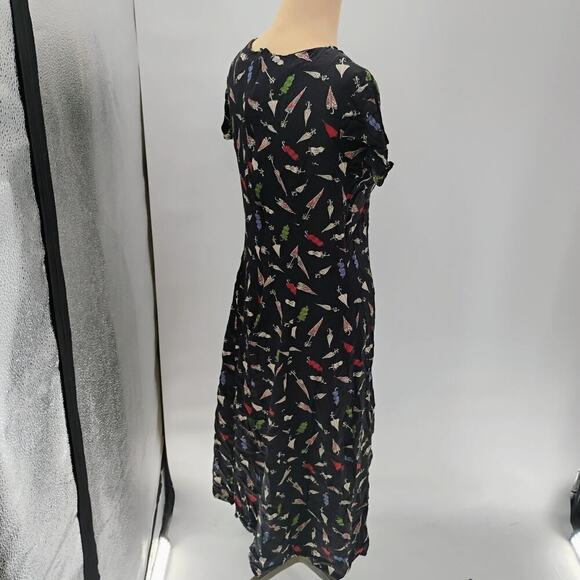 BANANA REPUBLIC midi DRESS vintage umbrellas novelty print made in hong kong - Picture 12 of 13